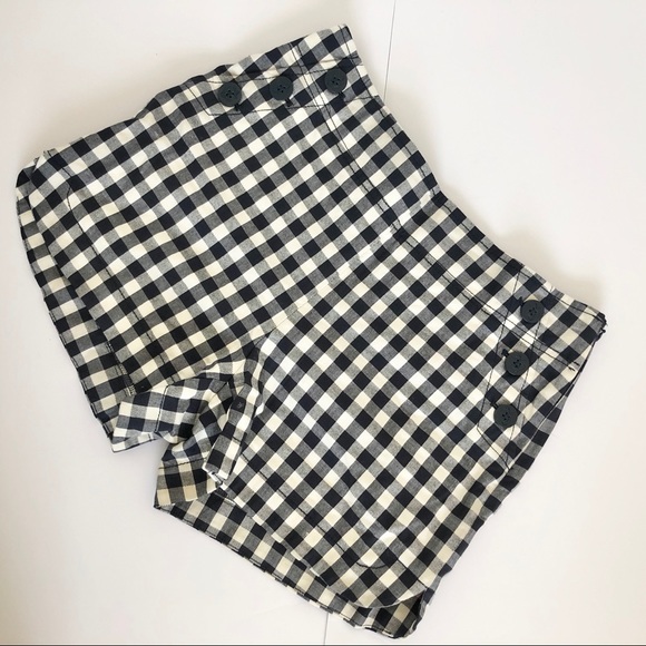 LOFT Nautical High Waist Button Checkered Shorts - Picture 2 of 10